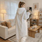 CozyNest Warm Women's Bathrobe With Hood And Pockets For Cozy Mornings