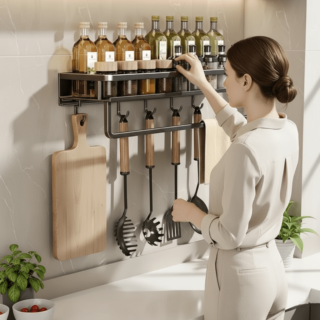 AeroShelf Wall Shelf Space Saving Organizer For Busy Kitchens